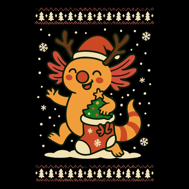 Christmas Axolotl in Knitting Pattern