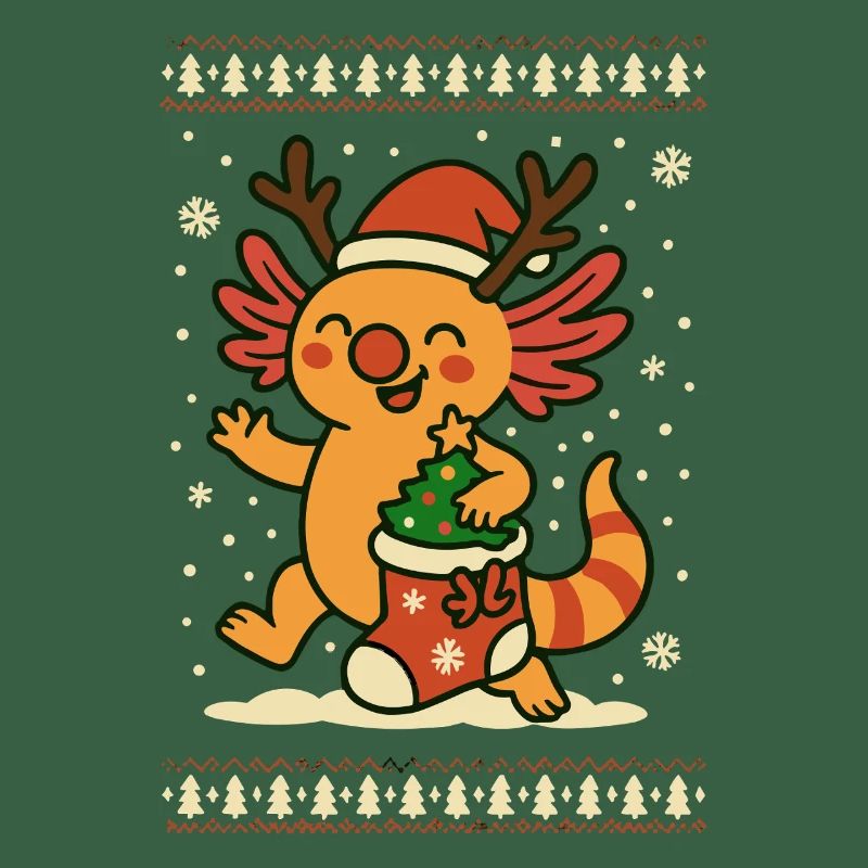 Weihnachts Axolotl im Strickmuster