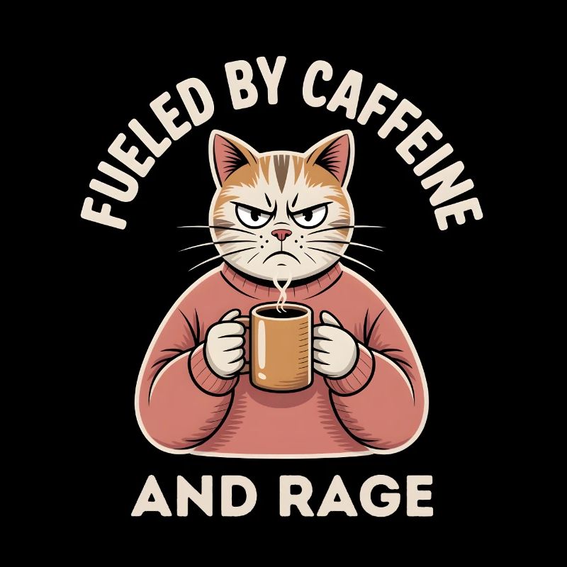 Drôle de chat alimenté par la caféine Maman fatiguée Café