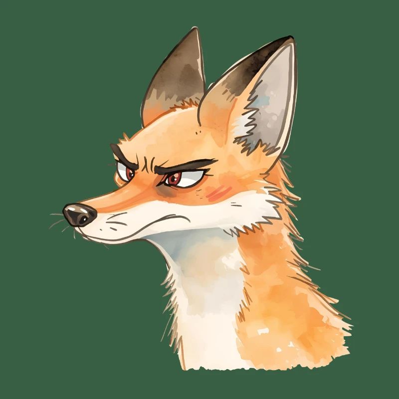 Grim Fox Aquarelle - Conception d’animaux mignons