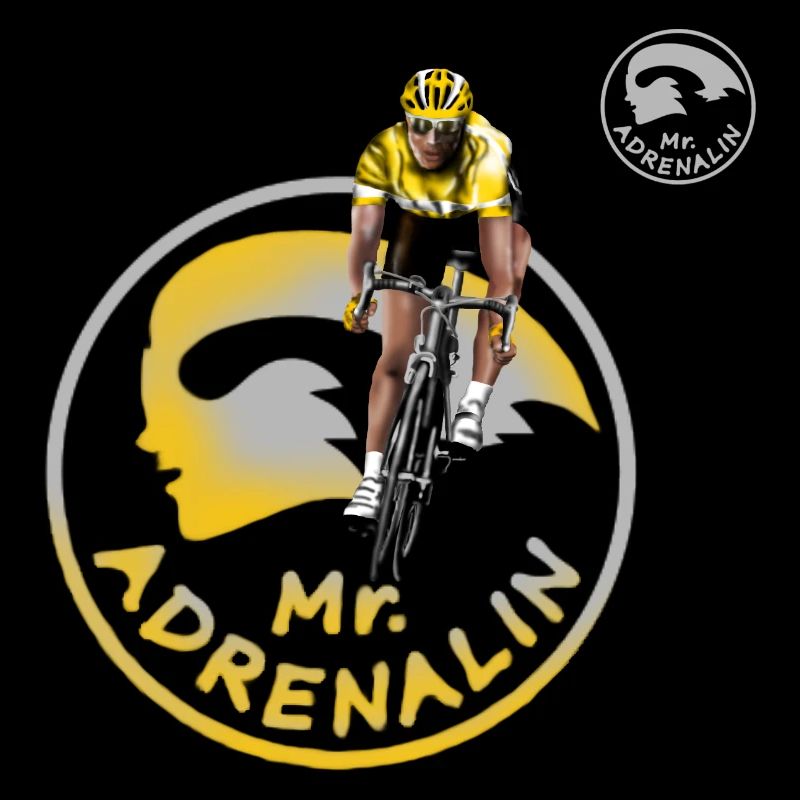 Silhouette de cycliste jaune