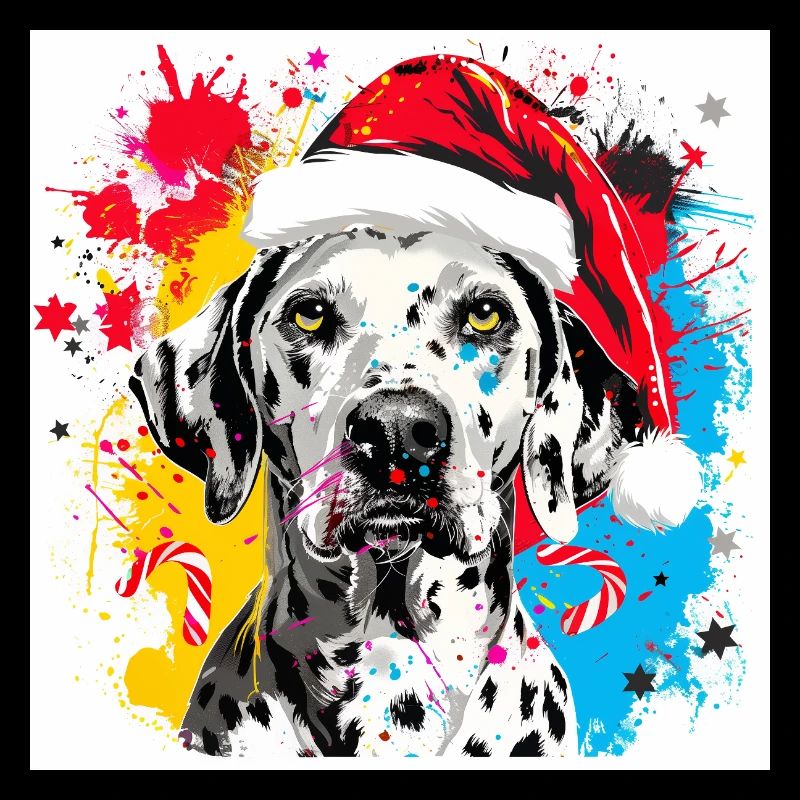 Fröhlicher Dalmatiner Santa Splash