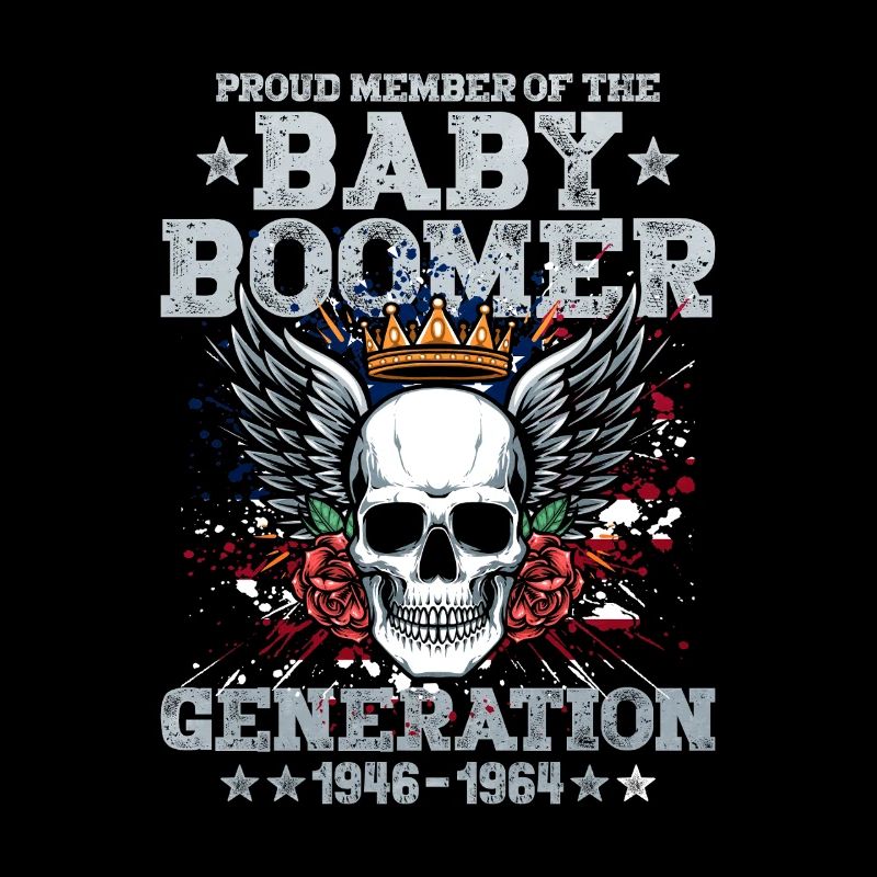 Baby Boomers Generation Skull mit Krone