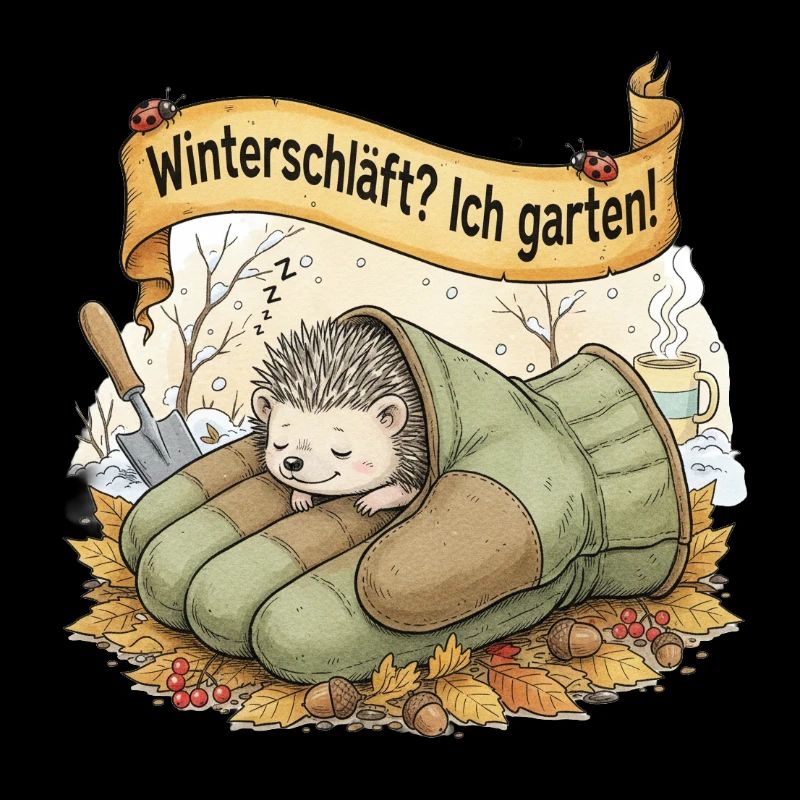 Le hérisson dort en gant de jardinage « Hiberner ? Ic