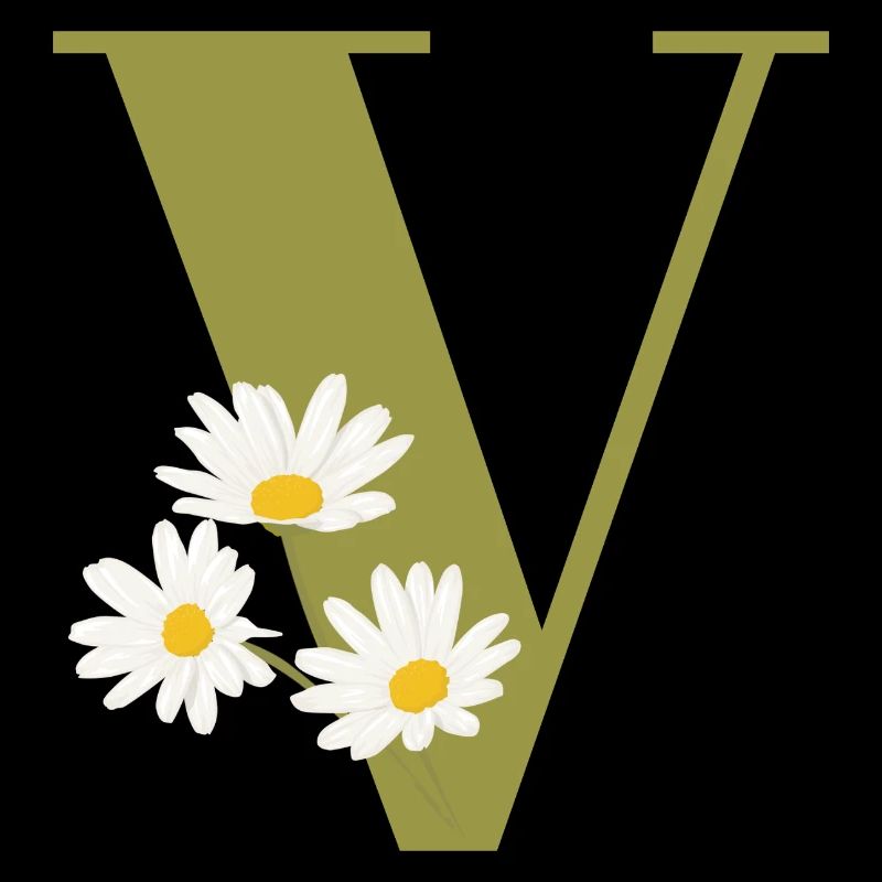 Buchstabe v grüne Gänseblümchen