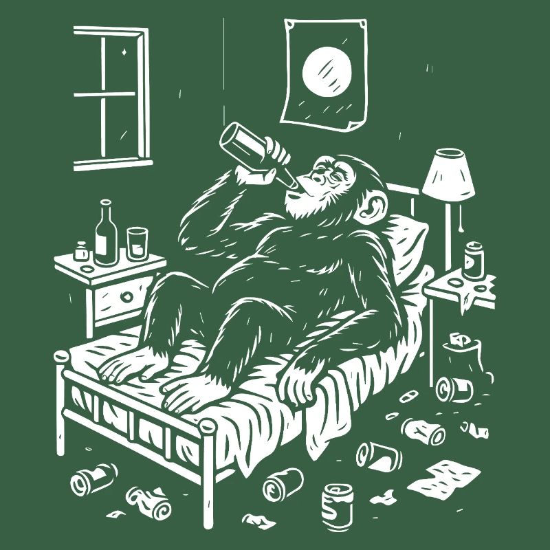 Bedtime Monkey Drinking Nightcap