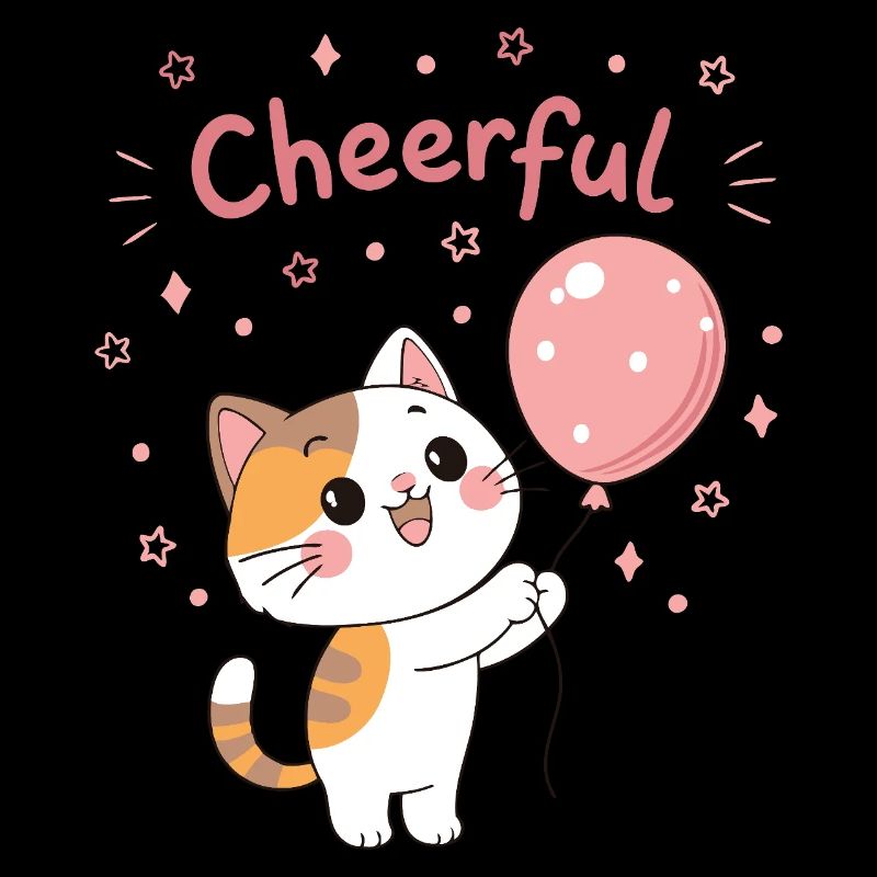 Chaton Ballon Rose Joyeux