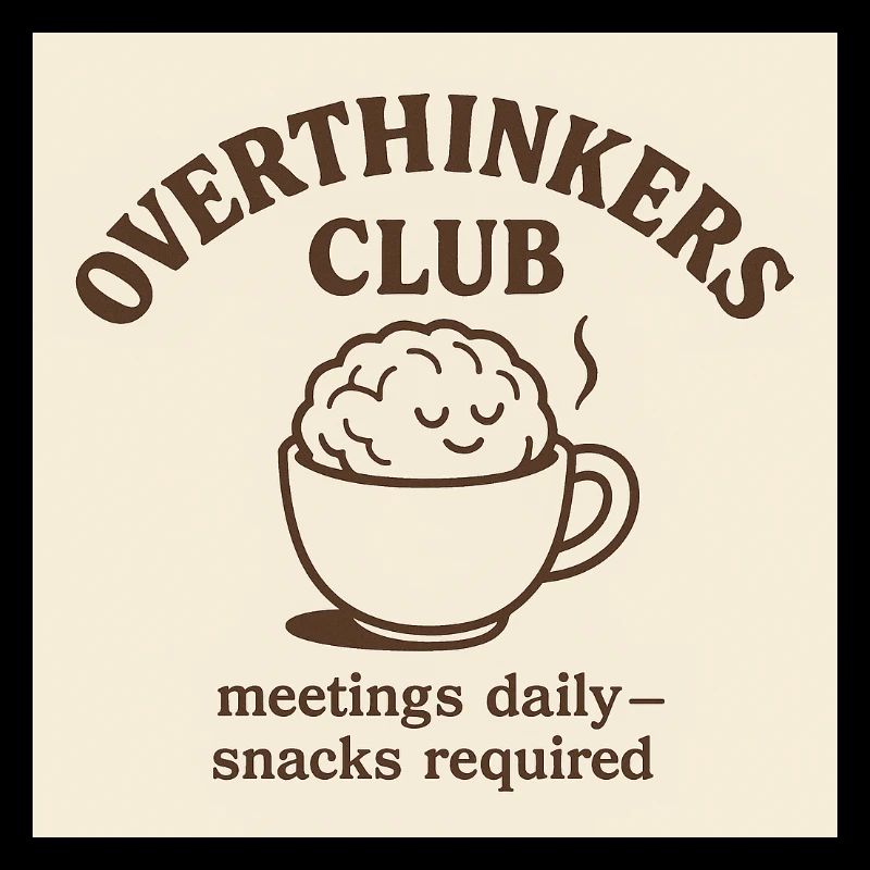 Funny Overthinkers Coffee Brain – Retro Line Art