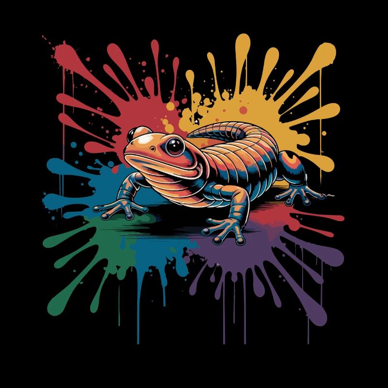 Salamandre colorée avec une touche de couleur pour