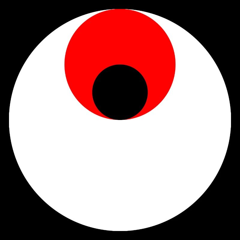 3 circles, white, red and black