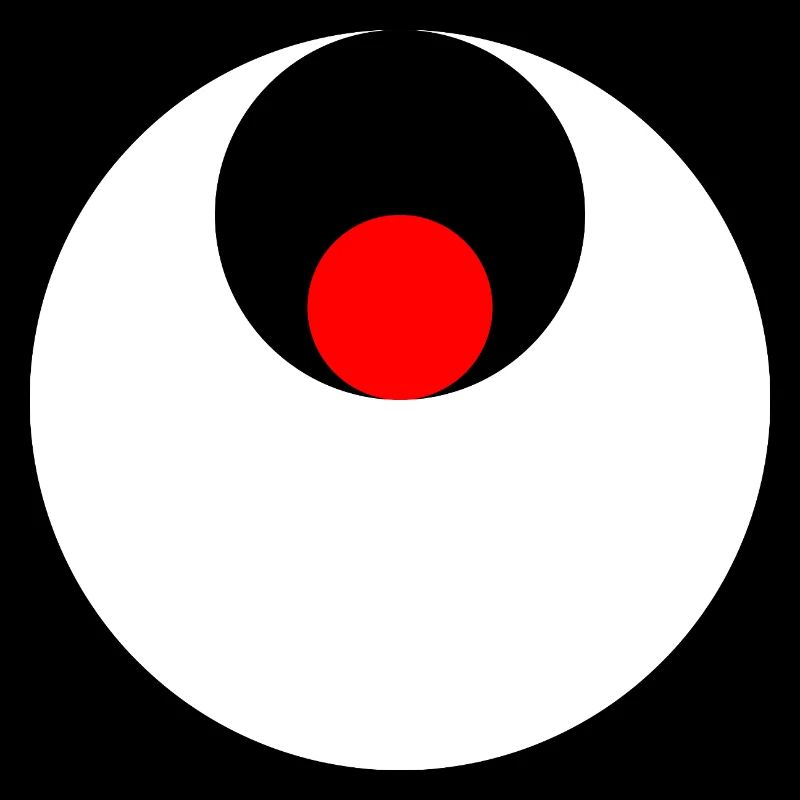 3 cercles, blanc, noir et rouge