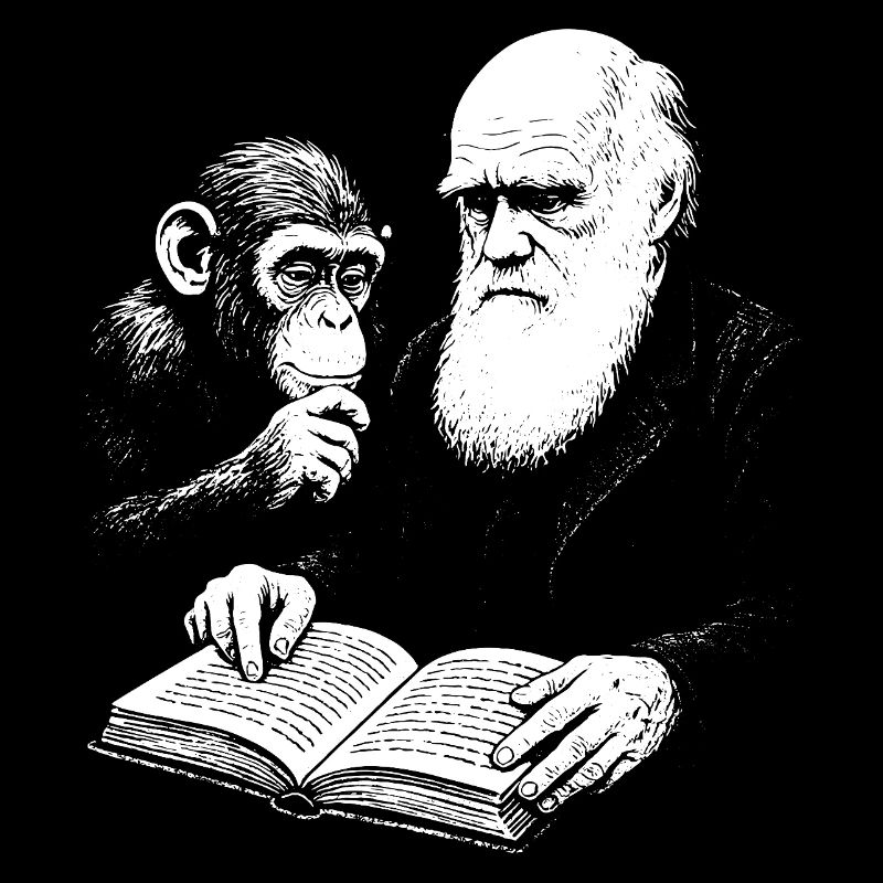 Charles Darwin étudie avec Monkey