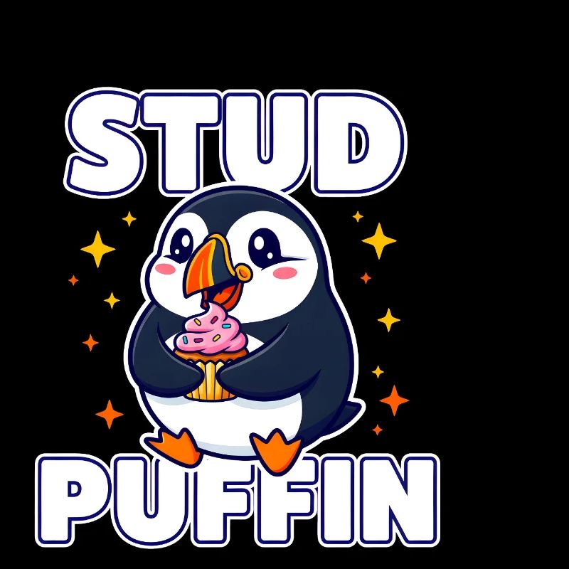 Stud Puffin Süßer Vogel Cupcake-Wortspiel