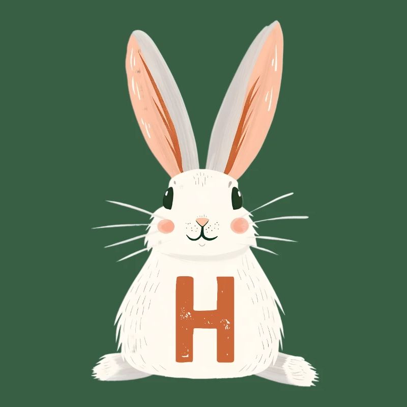 H Letter - Bunny - Customizable