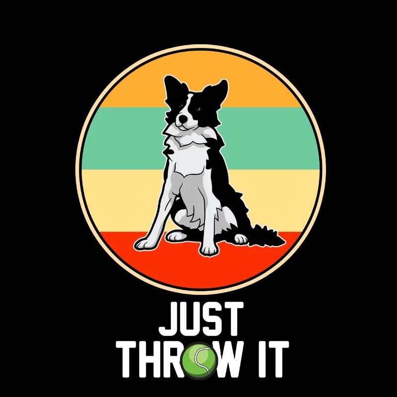 Retro Border Collie Just Throw It Dog Lover Art