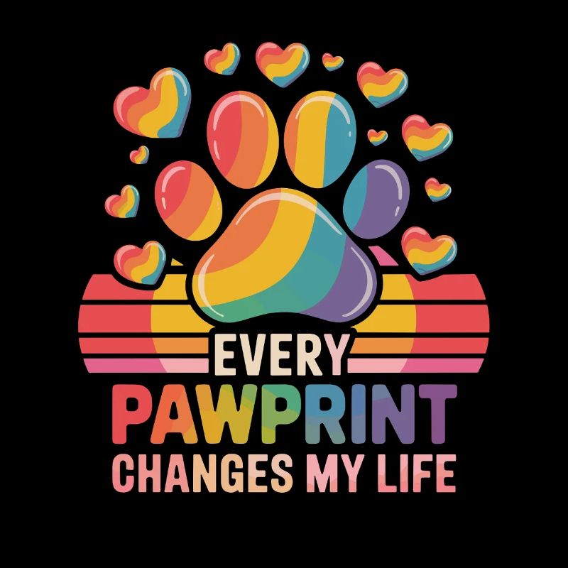 Every Pawprint Changes My Life Rainbow Paw
