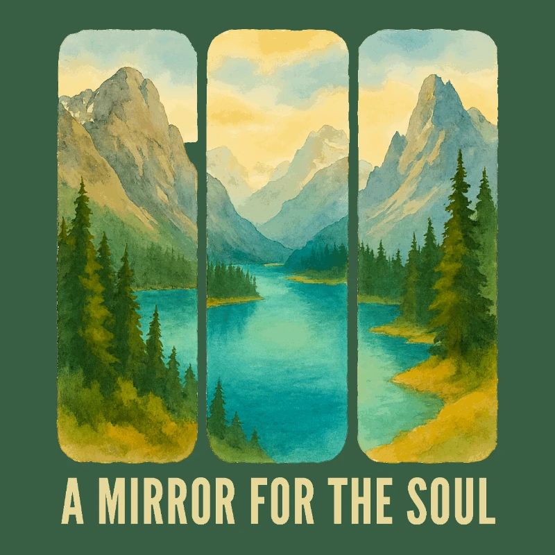 Mountain Landscape Triptych with Lake