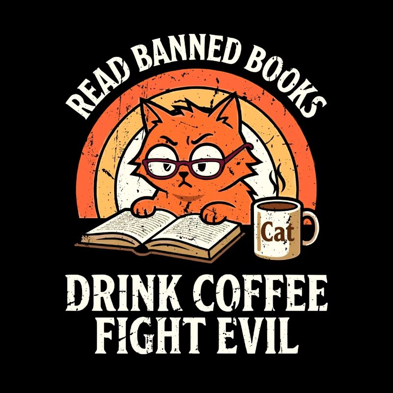 Read Banned Books Drink Coffee Fight Evil Cat