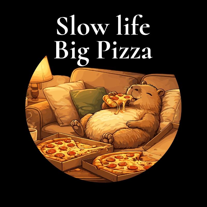 Capybara Pizza Sofa Cozy Relax Motif