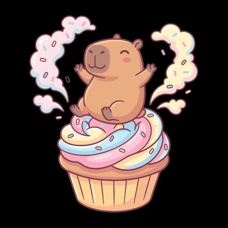 Capybara Cupcake Party with Rainbow Frosting