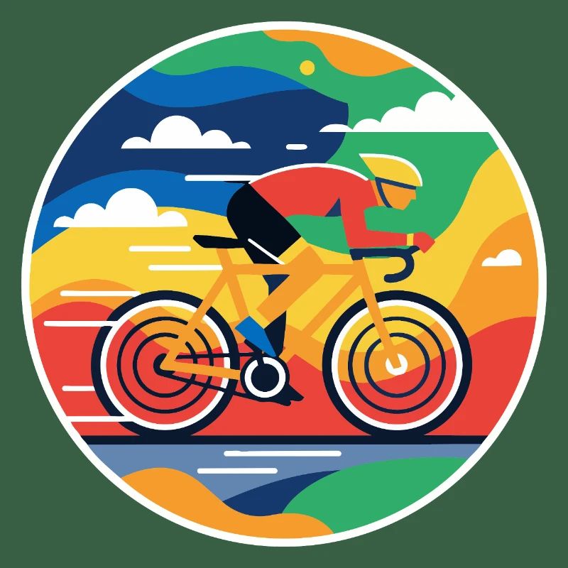 Image circulaire colorée de cycliste