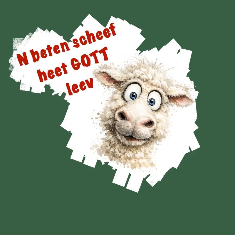 Lustiges Schäfchen Cartoon mit rotem Text