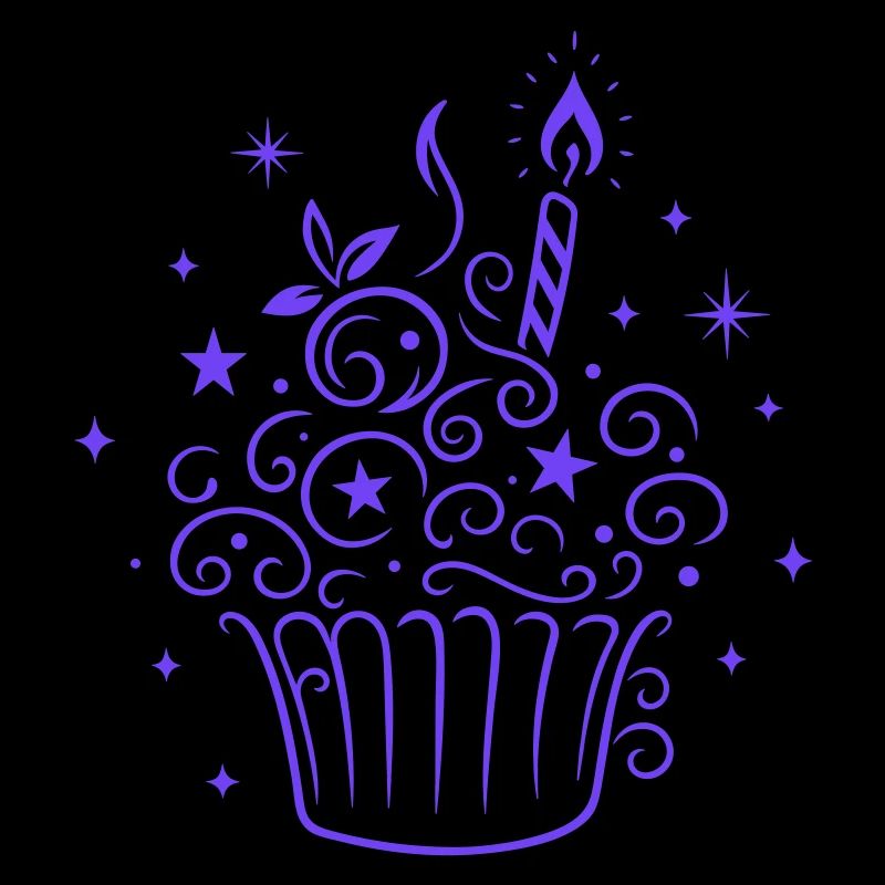 Cupcake mit Blaubeeren und Kerze - Geburtstag