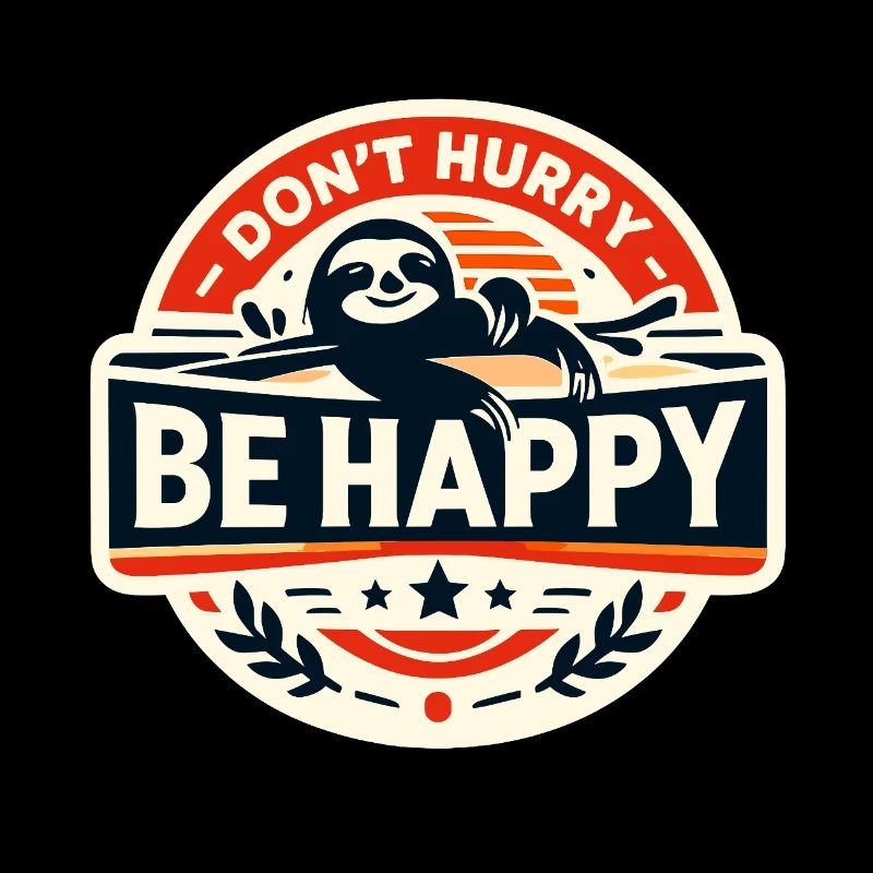Don't Hurry Be Happy Sloth Retro