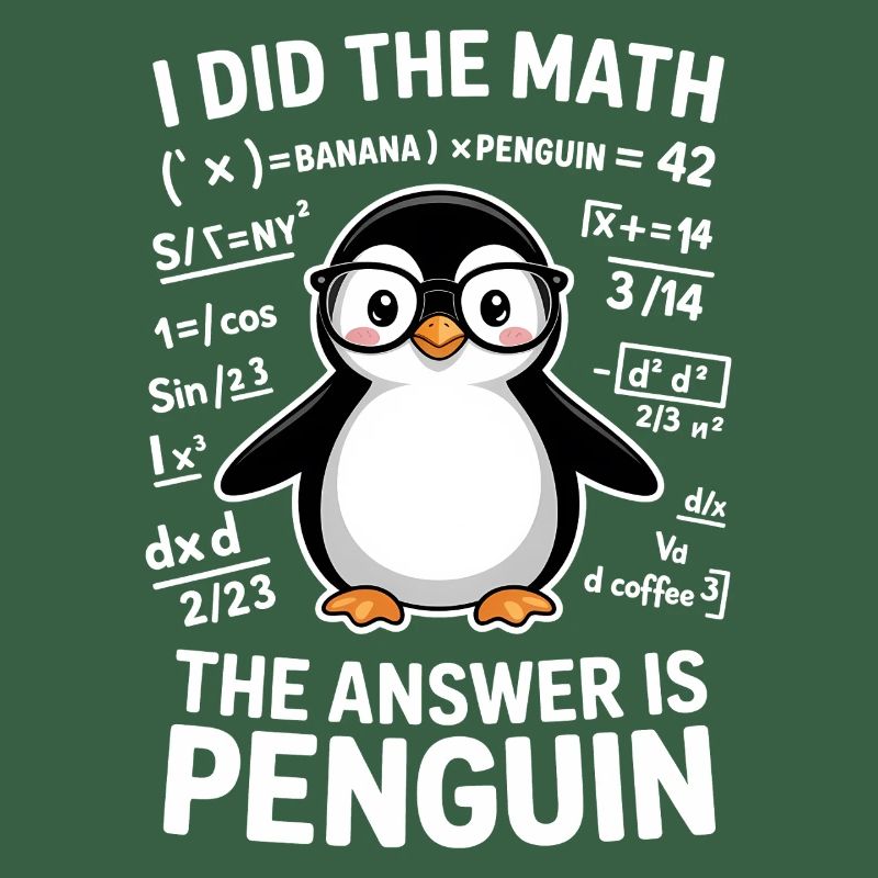 Math Sayings Penguin Funny Math Gift