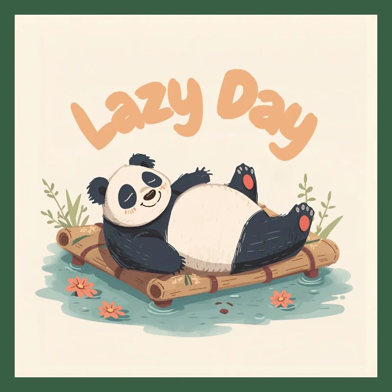 Panda schläft auf dem Floß