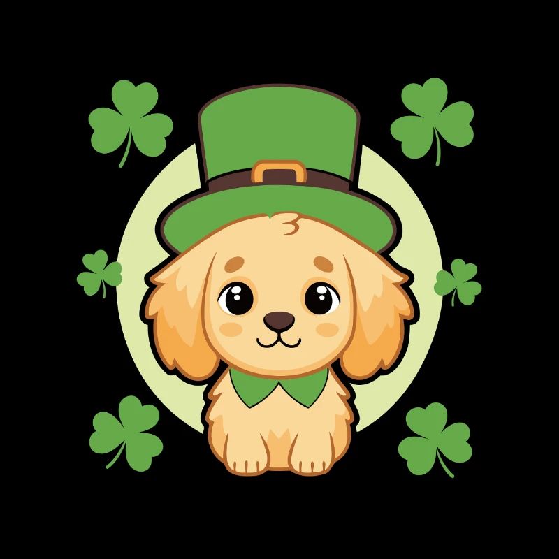 Chiot mignon irlandais avec chapeau vert