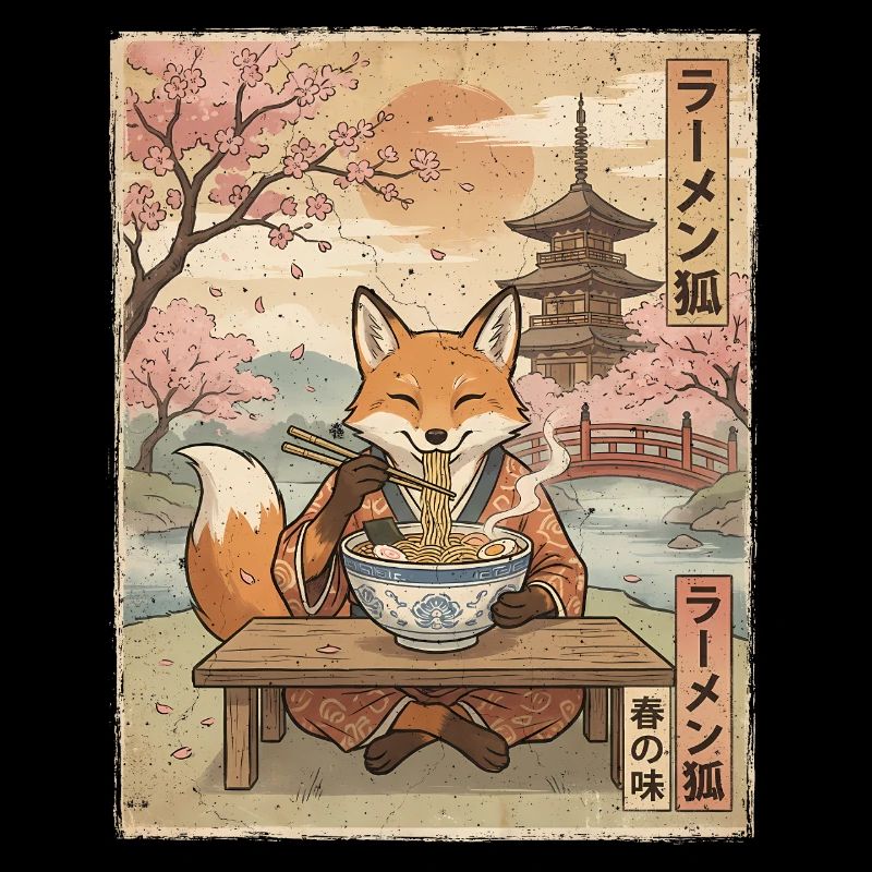 Fuchs Ramen Japanischer Vintage Stil