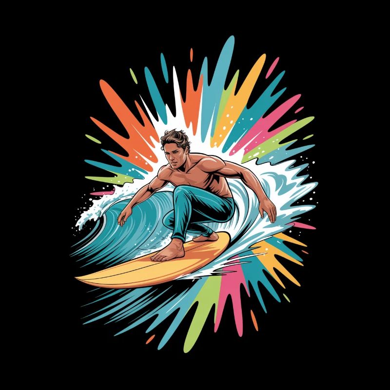 Bunter Surfer Wasserfarben Spritzer Graffiti