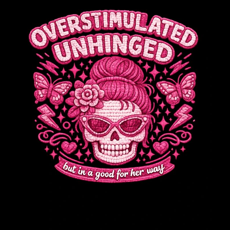 Überreizter Schädel Rosa Overstimulated Unhinged