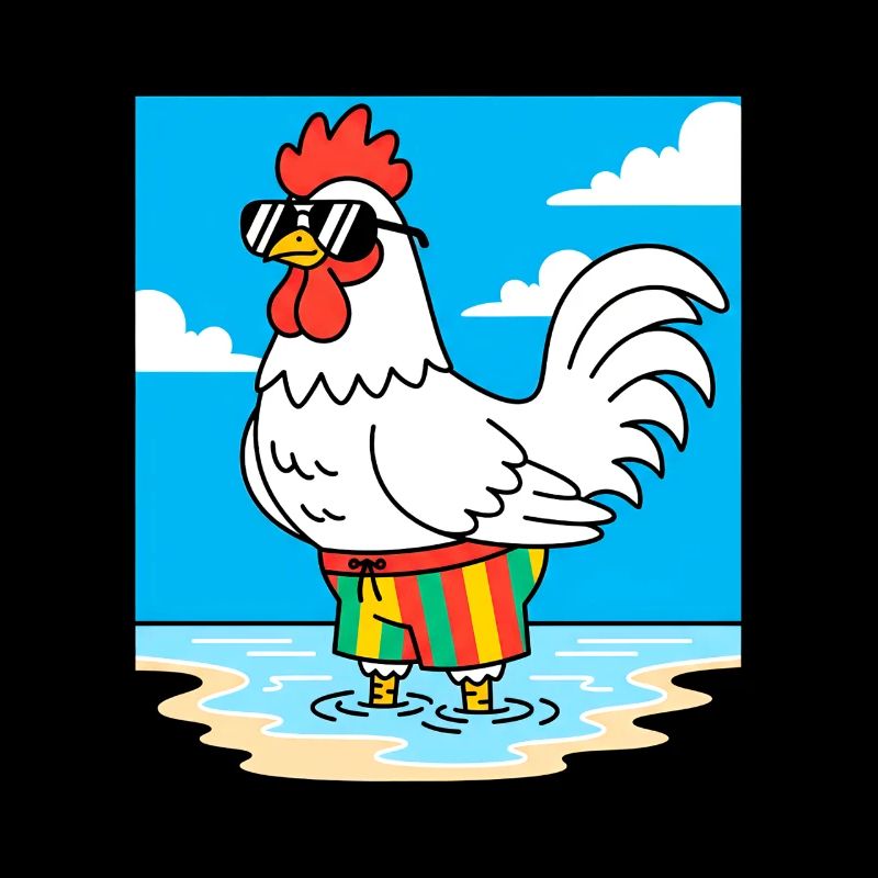 Summer chicken on the beach