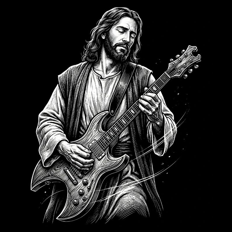 Jesus Christ plays guitar