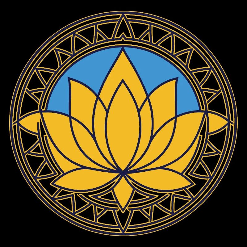 Lotus Mandala Doré sur Bleu