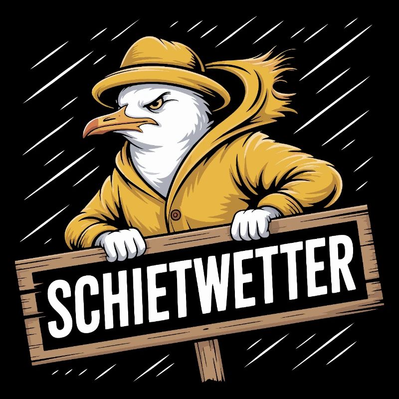 Mouette par mauvais temps en imperméable