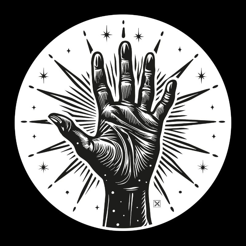 Sternhand mit Blitzen