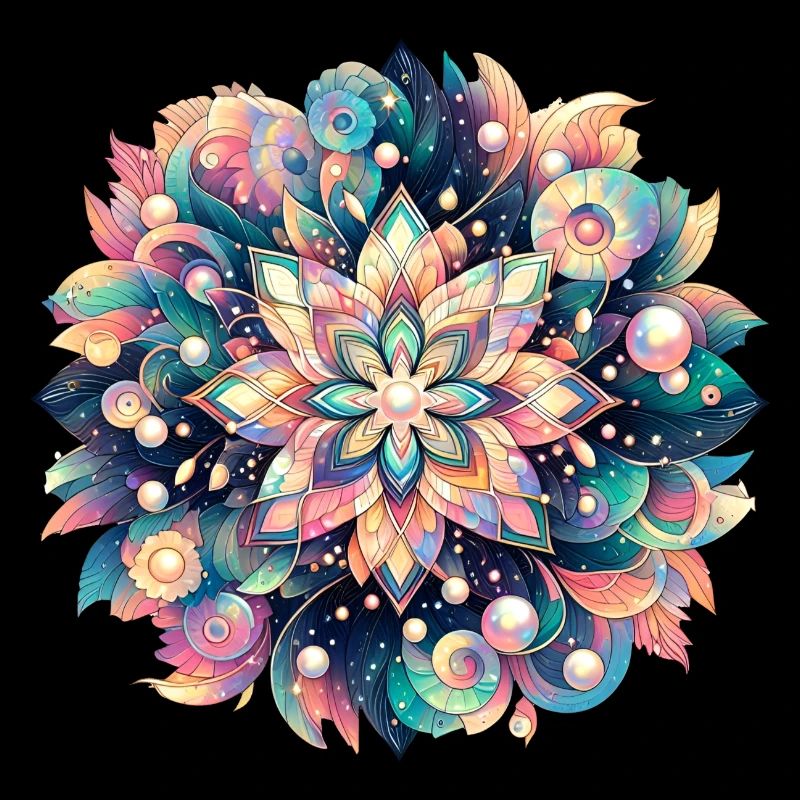 Floral Mandala Sea Deep Pastel Design