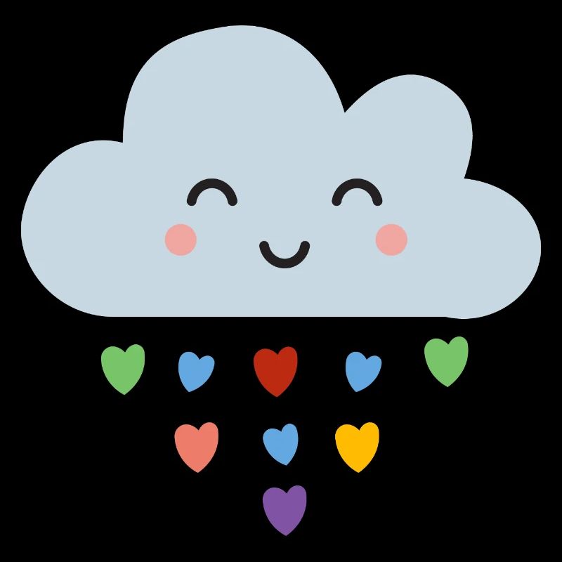 Cute Cloud Rainbow Hearts Kawaii Happy Mood Design