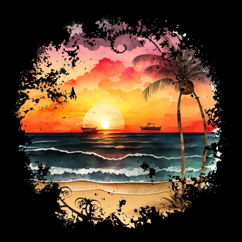 Coucher de soleil sur la plage tropicale