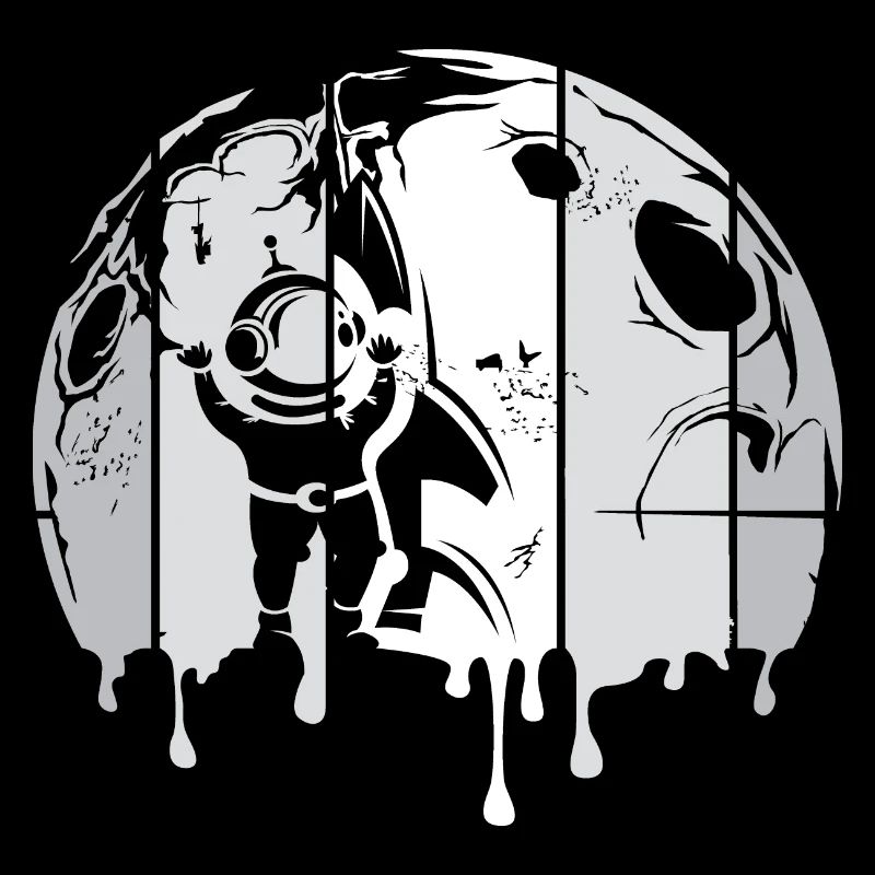 moon astronaut space rocket graffiti retro logo