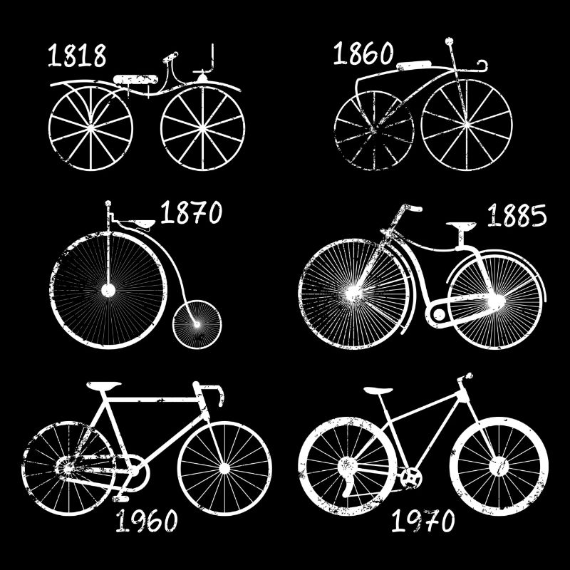 Historic Bicycle Eras Silhouette Art