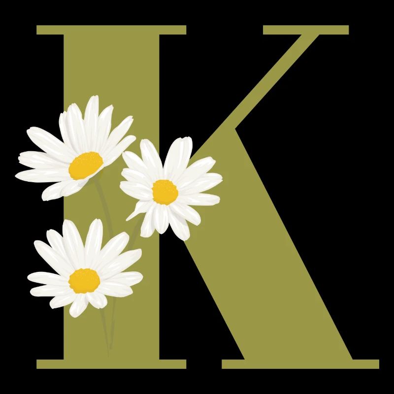 Buchstabe k grüne Gänseblümchen