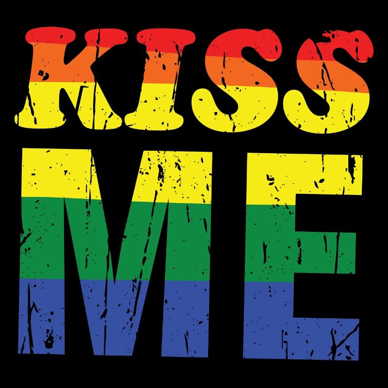Kiss Me Regenbogen Retro-Schrift