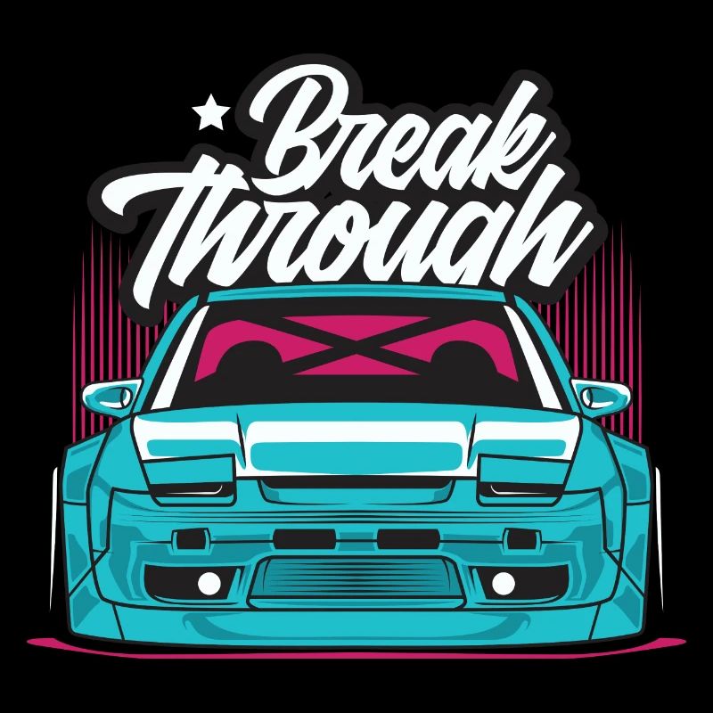 Break Through Neon Car Graphic