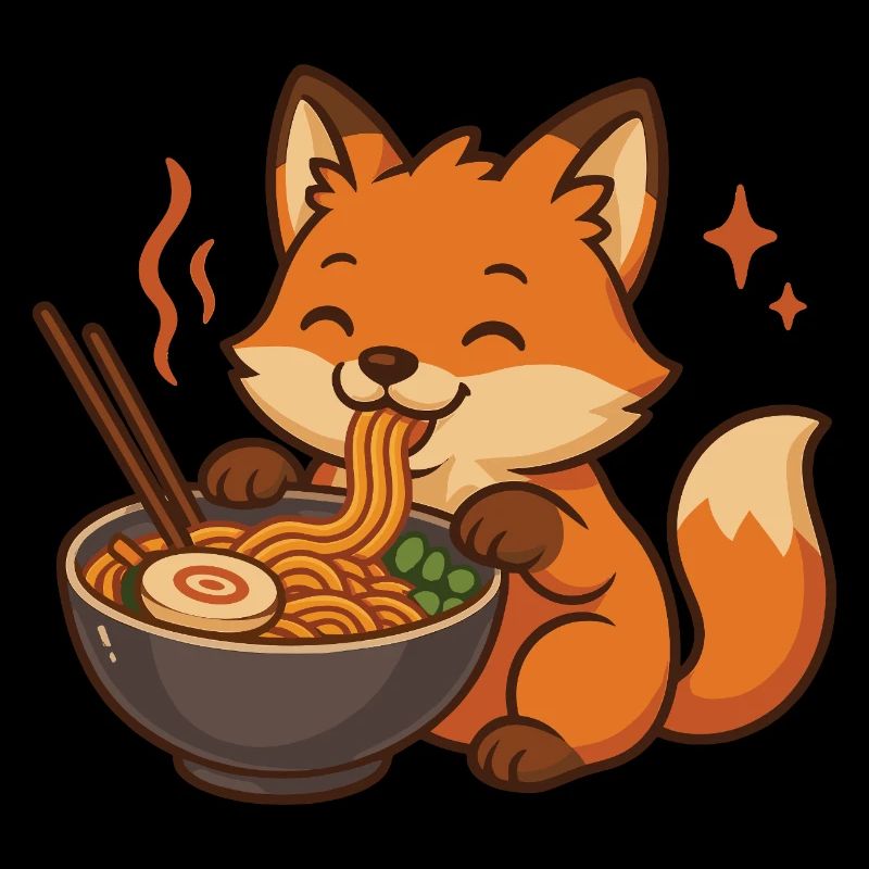 Fuchs mit Nudeln Ramen kawaii Fuchs