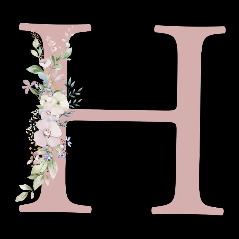 H Monogramm, Floral, personalisierbar