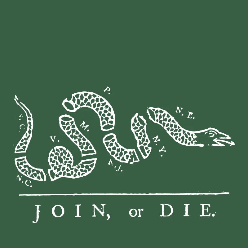 Gadsden alte Flagge beitreten oder die franklinwhite